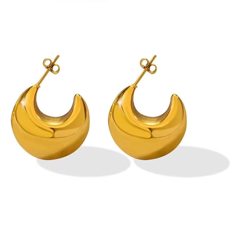 Thicker Half Moon Gold Earring