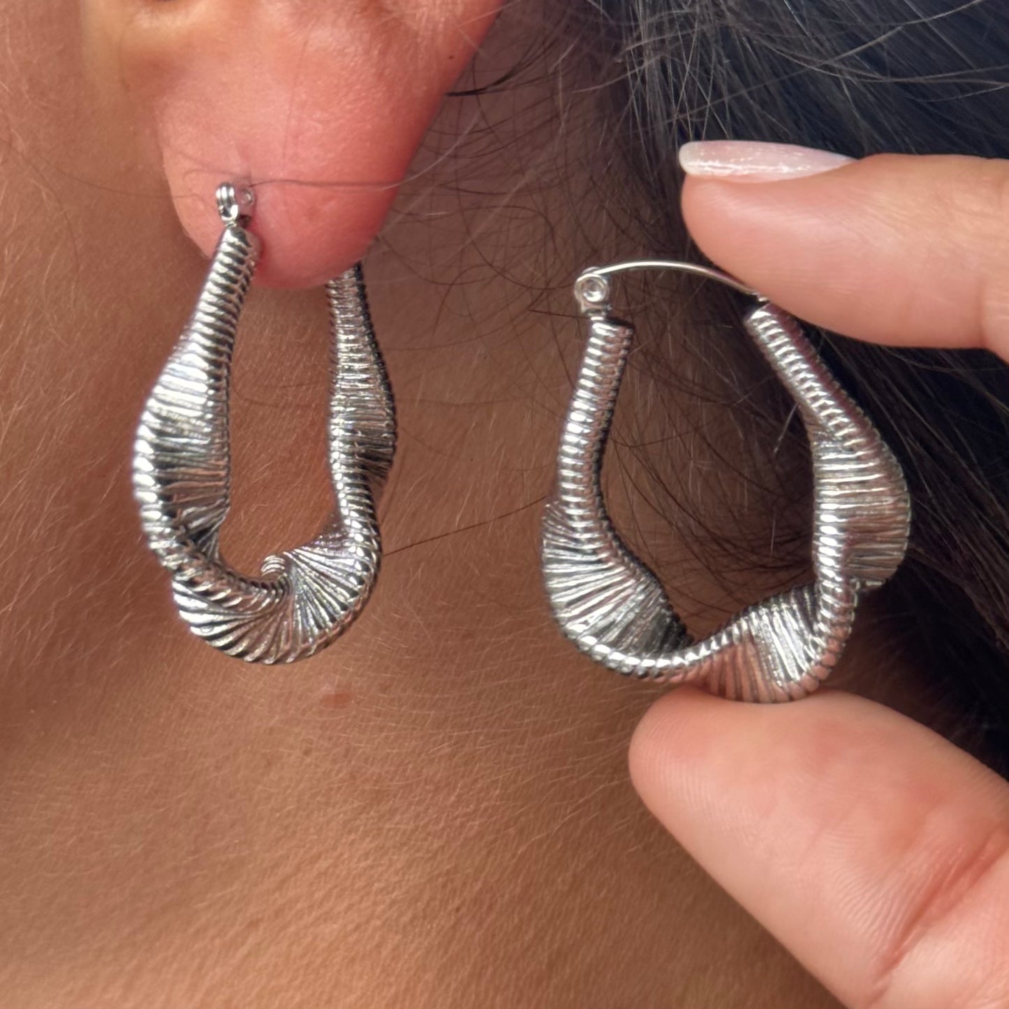 Twist Spring Silver Earrings