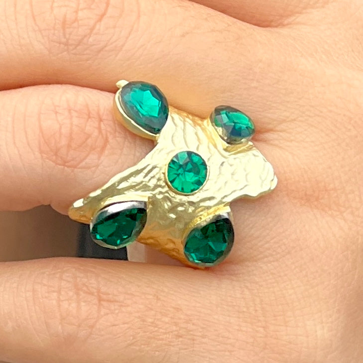 Slash Green Quartz Ring