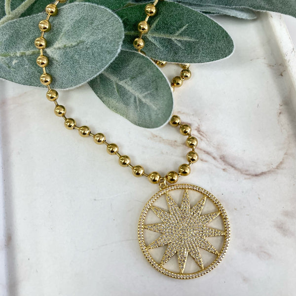 Gold Quartz Circle Necklace