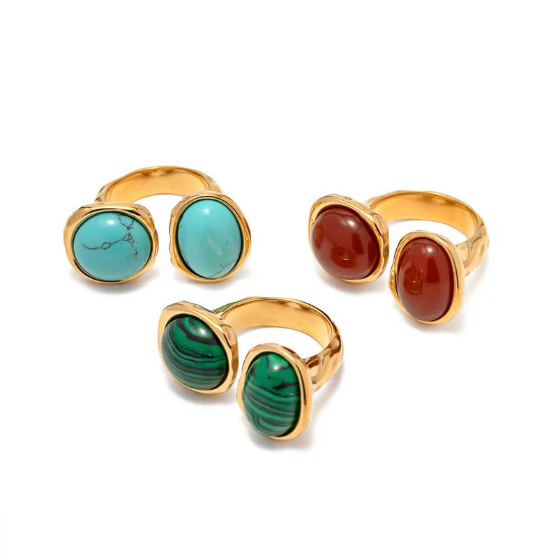 Green Stones Gold Ring