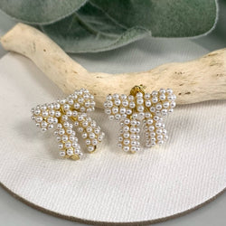 Pearl Bow Gold Earring