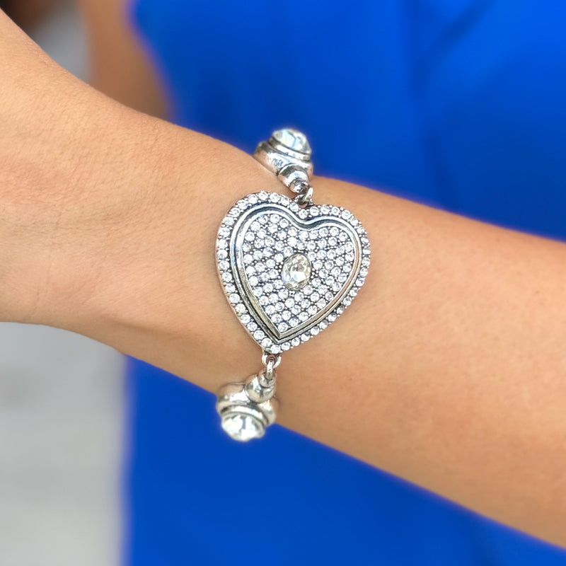 Heart Multi Quartz Silver Bracelet