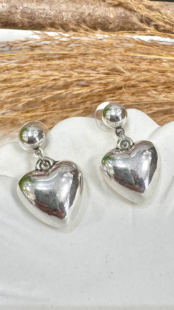 Bubble Heart Stud Silver Earrings