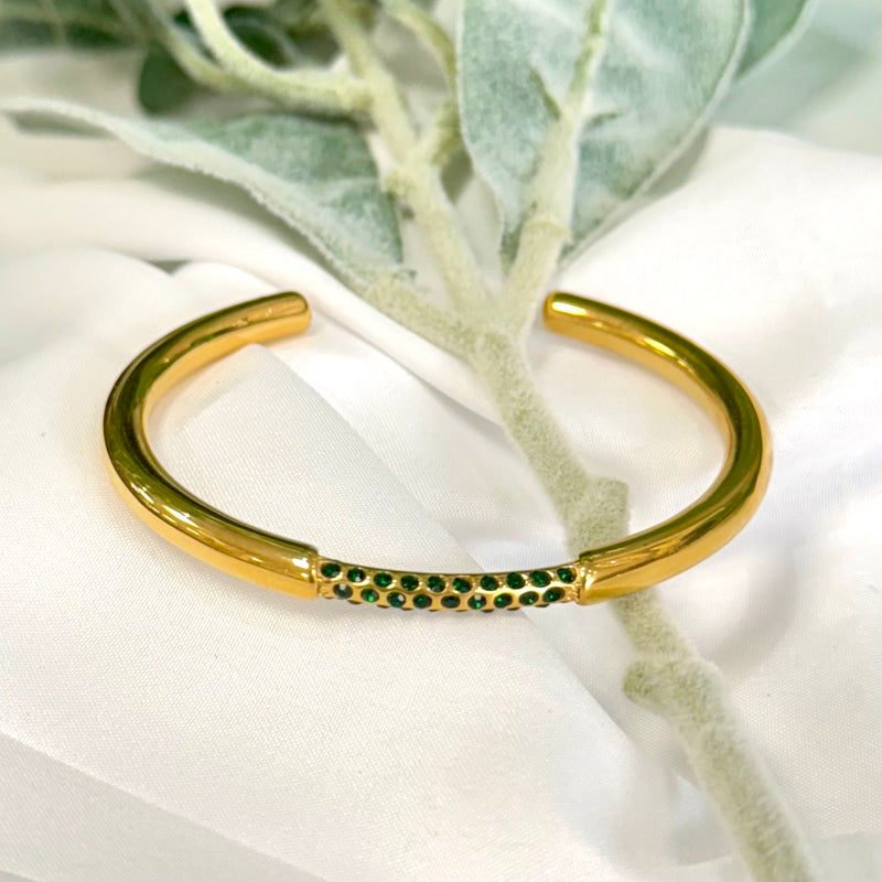 Green Zirconia Part Thin Bracelet