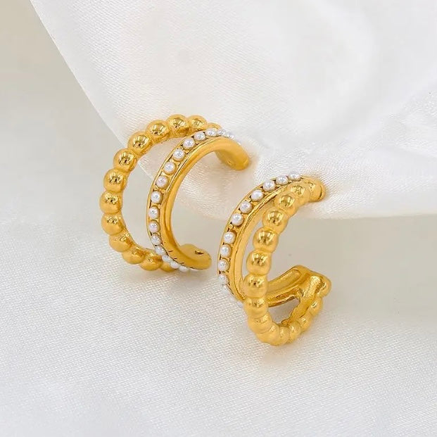 Pearls And Points Gold Earrings