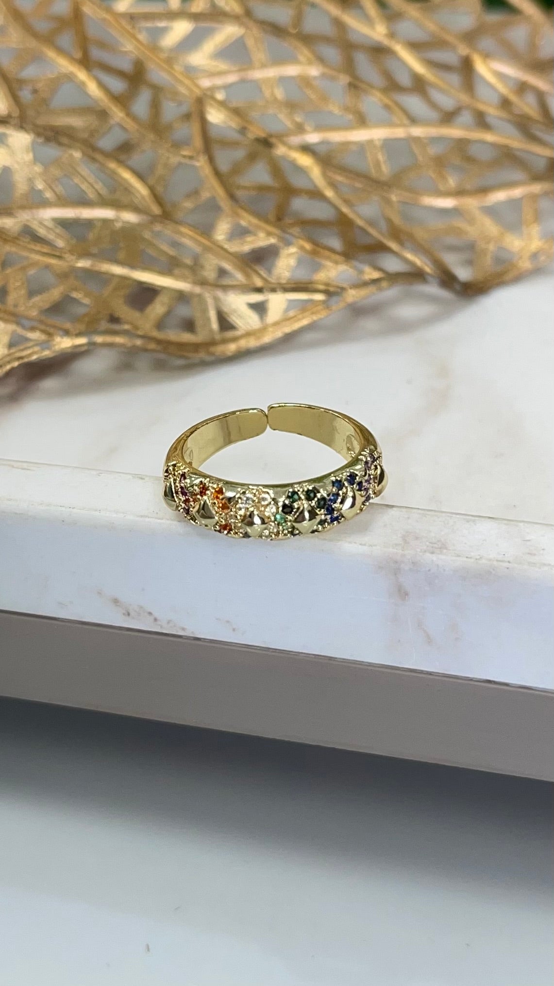 Multicolors Stones Gold Ring