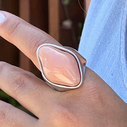 Powder Pink Stone Silver Ring