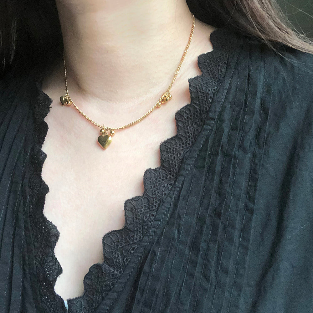 3 Heart Gold Necklace