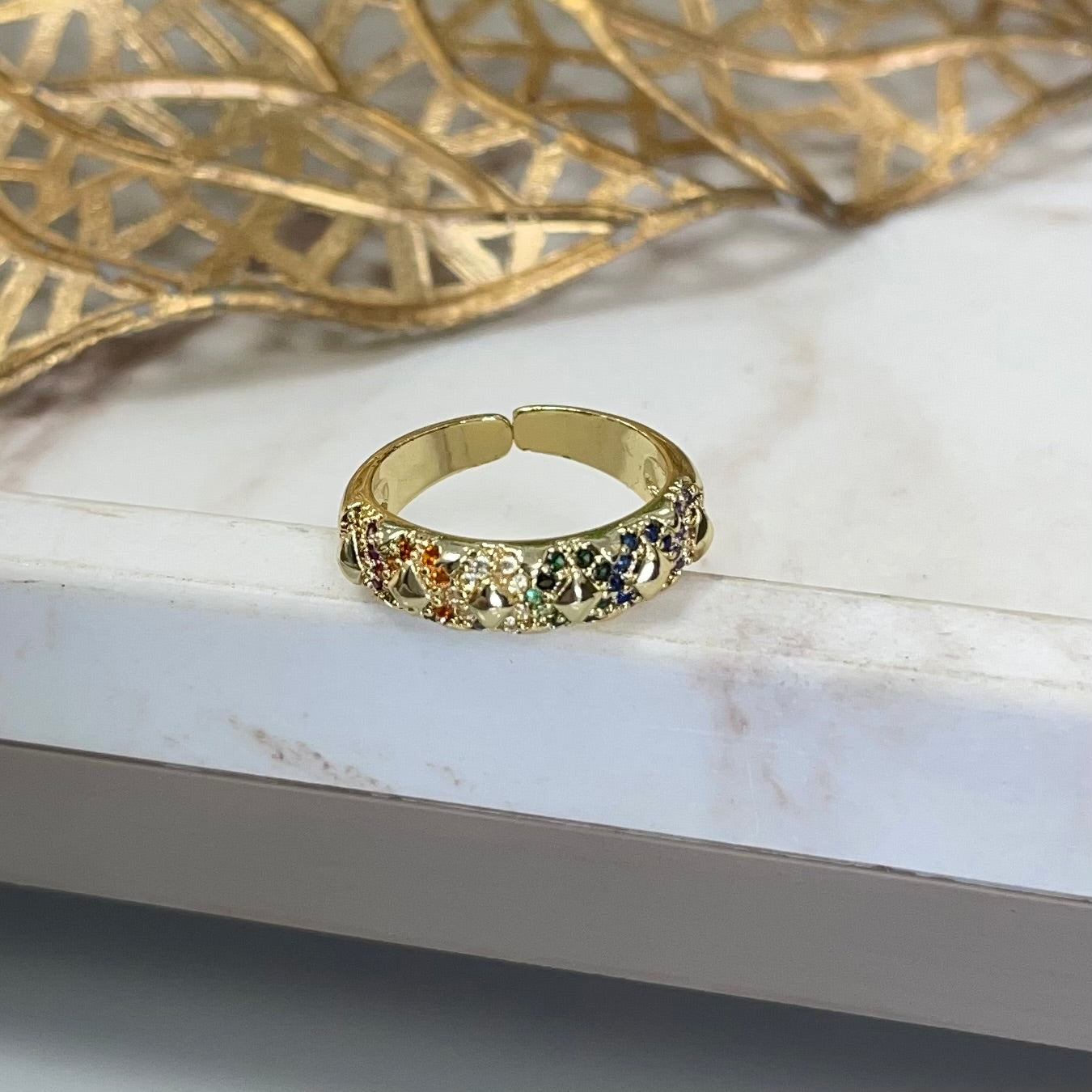 Multicolors Stones Gold Ring