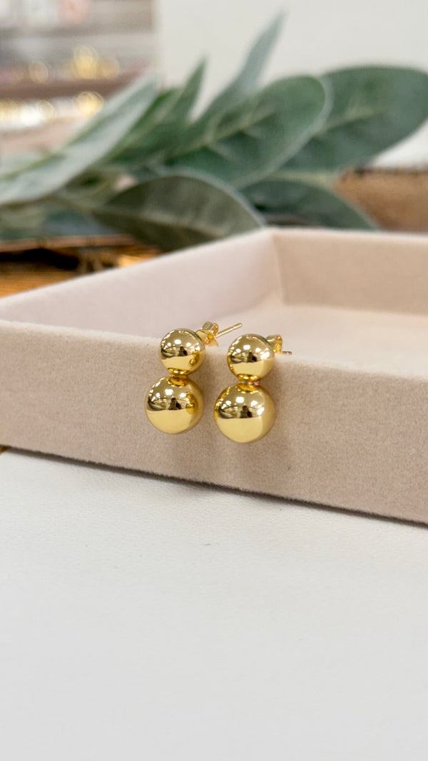 Two Small Balls Gold Earrings