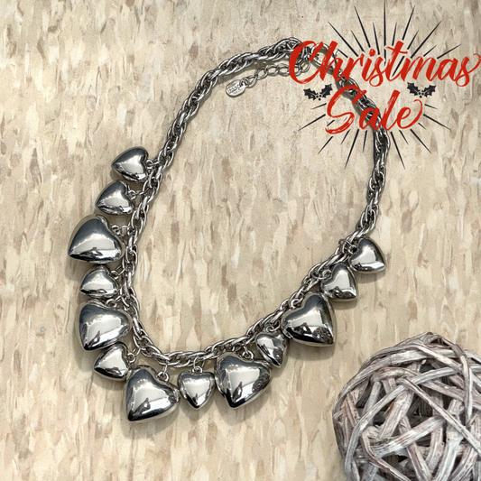 Bubble Heart Necklace Silver