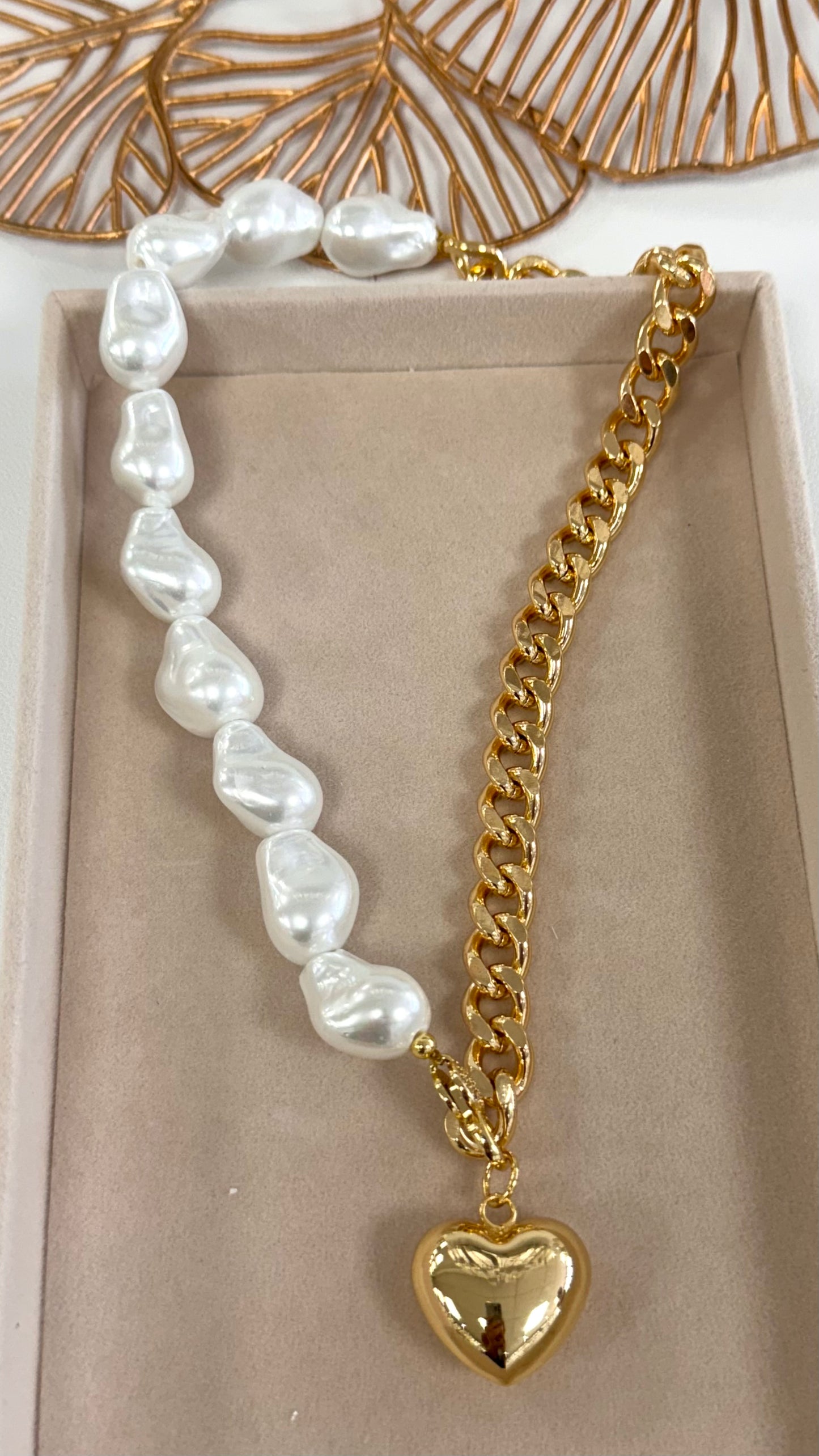 Half Chain Pearl Gold Necklace