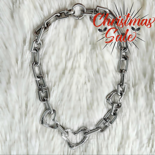 Heart Buckle Silver Necklace