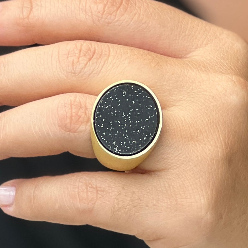 Glitter Black Gold Ring