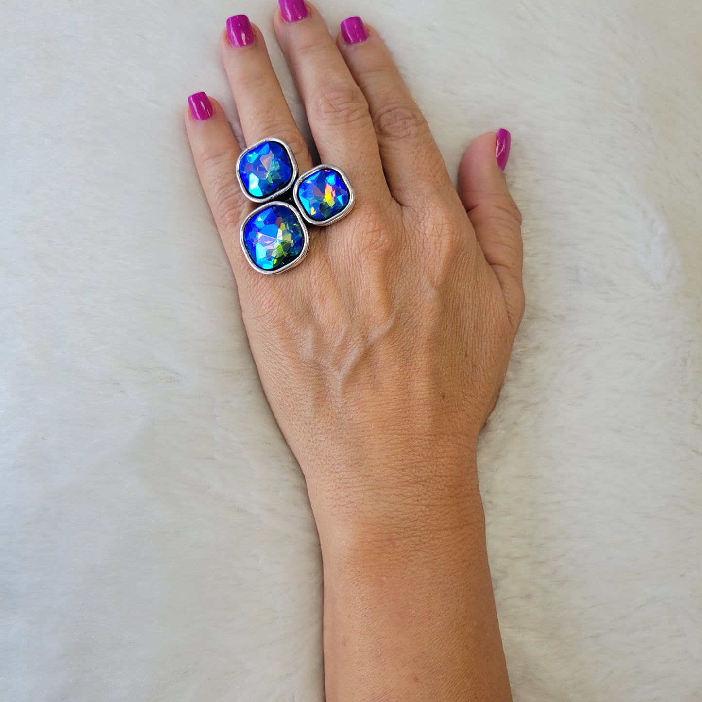 Janjan Royal Blue Silver Ring