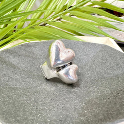 Twin Heart Silver Ring