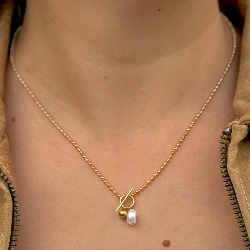 Petite Pearl Snowball Chain Gold Necklace