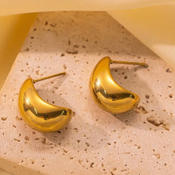 Small Half Moon Gold Earrings