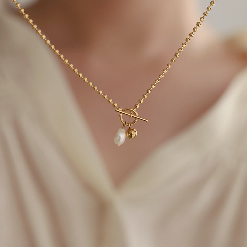 Petite Pearl Snowball Chain Gold Necklace