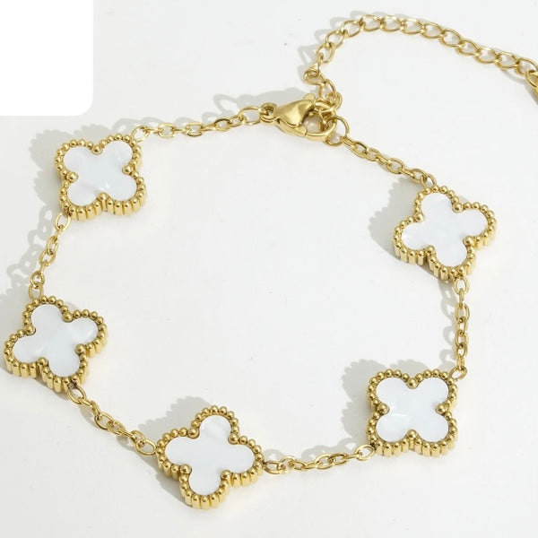 White Clover Gold Bracelet