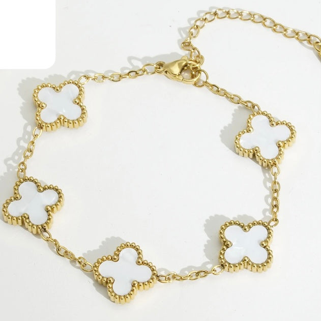 White Clover Gold Bracelet