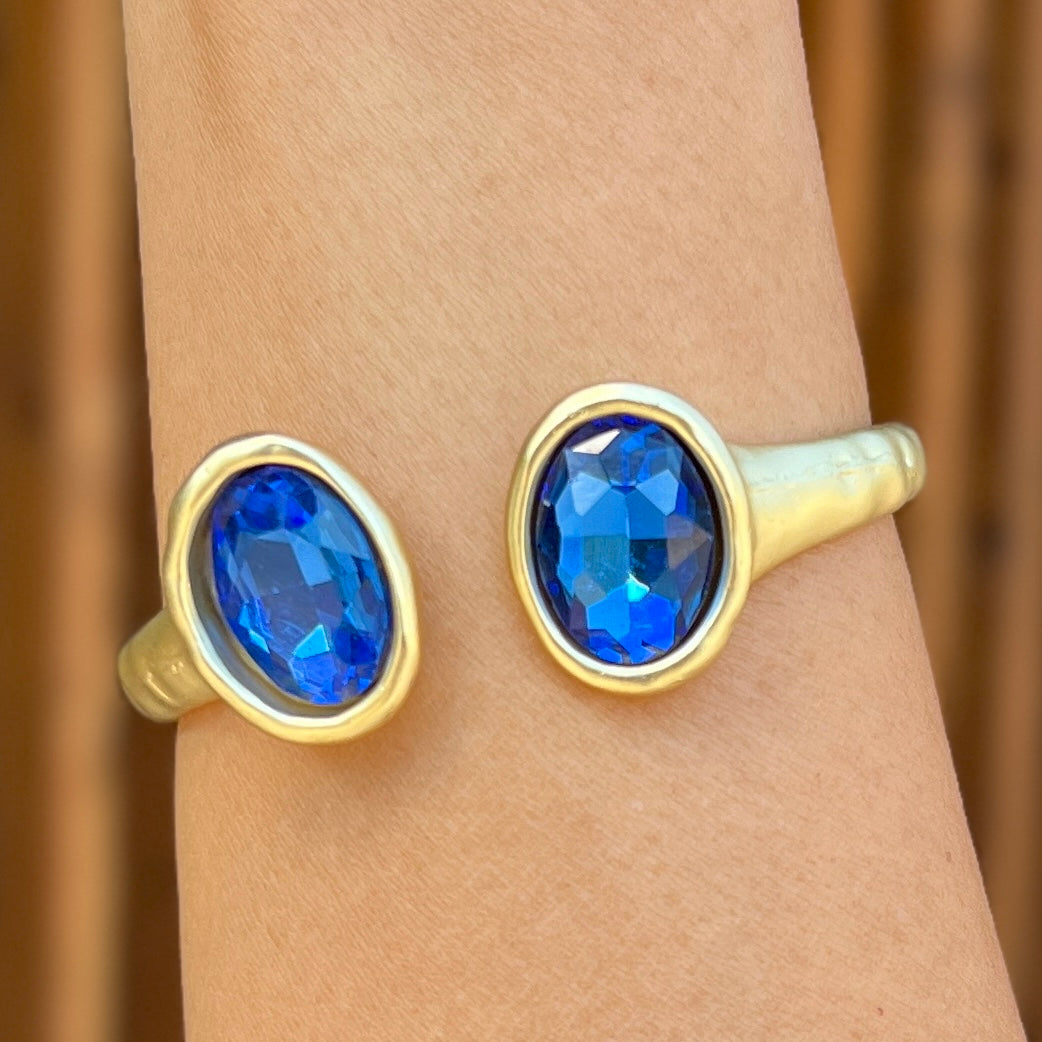 Oval Blue Stone Gold Bracelet