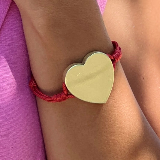 Red Cord Gold Heart Bracelet