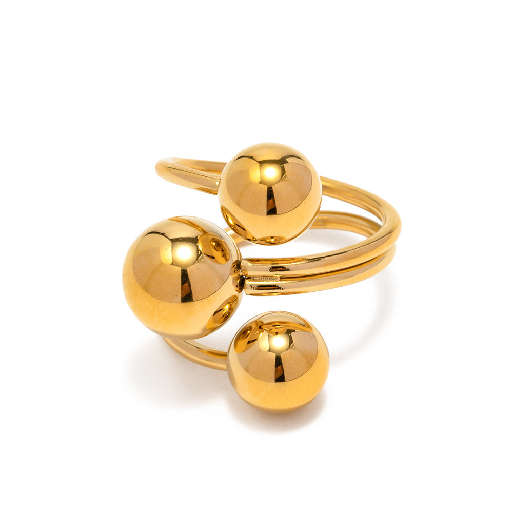 Triple Globe Gold Ring