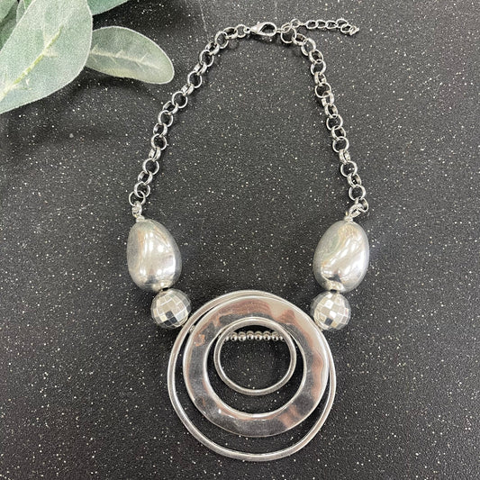 Big Circle Silver Necklace