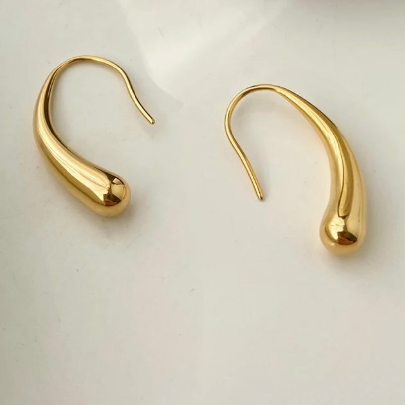 Thin Drop Gold Earrings