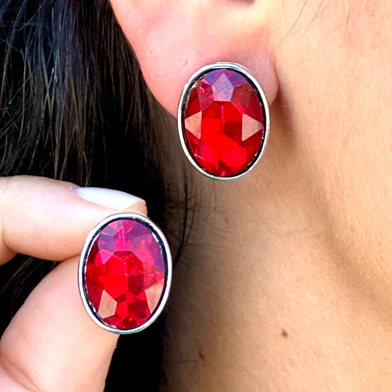 Red Quartz Silver Earring