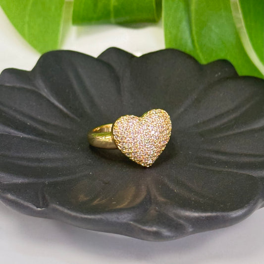 Quartz Heart Gold Ring