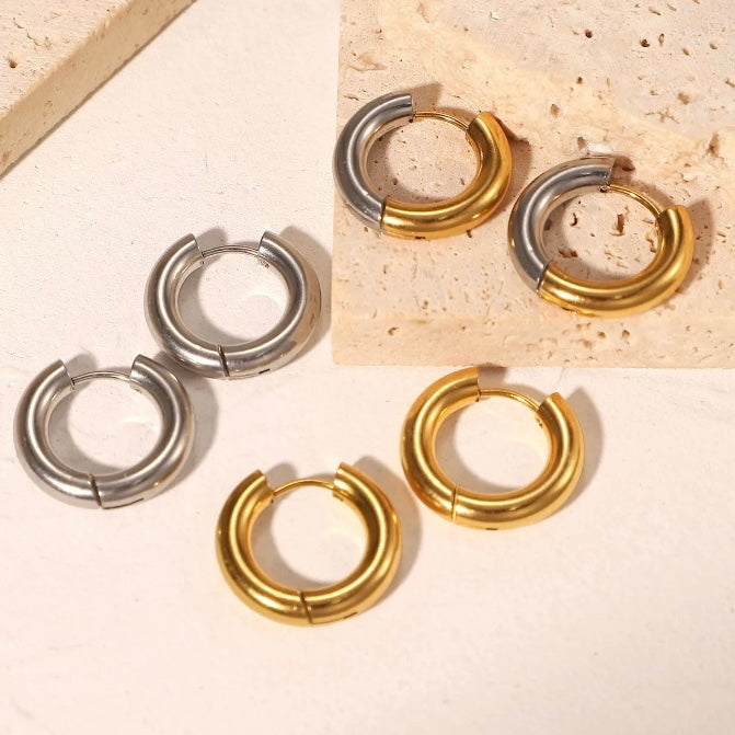 Small Bold Two Tone Hoop Earring