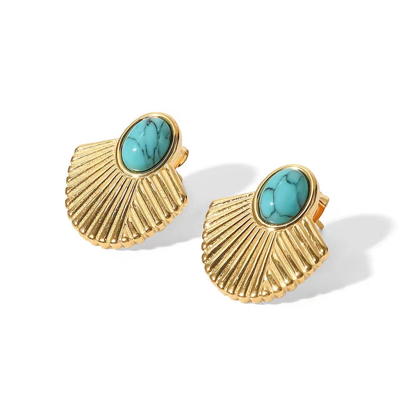 Turquoise Stone Gold Earring