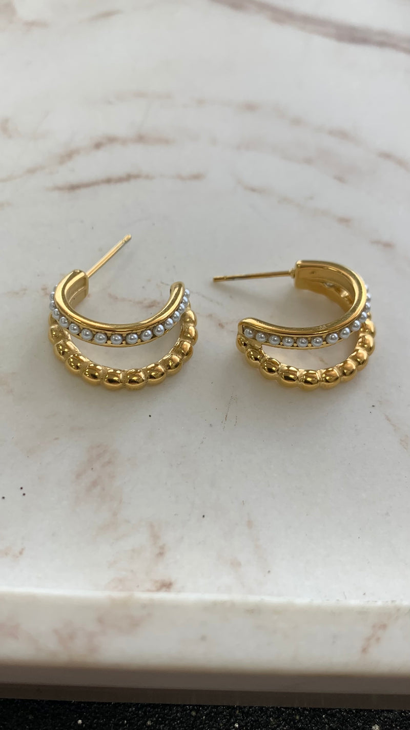 Pearls And Points Gold Earrings