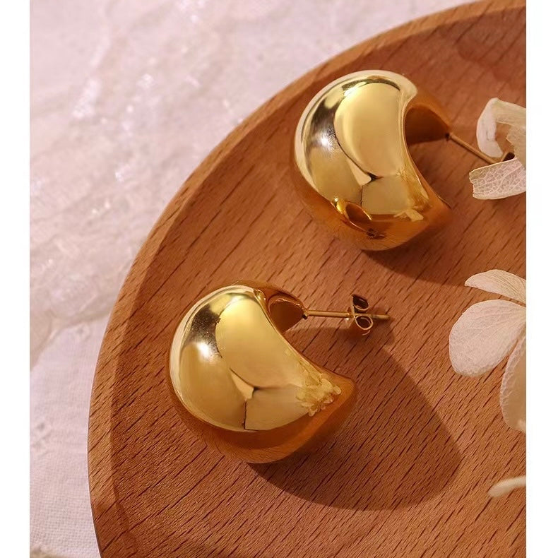 Thicker Half Moon Gold Earring