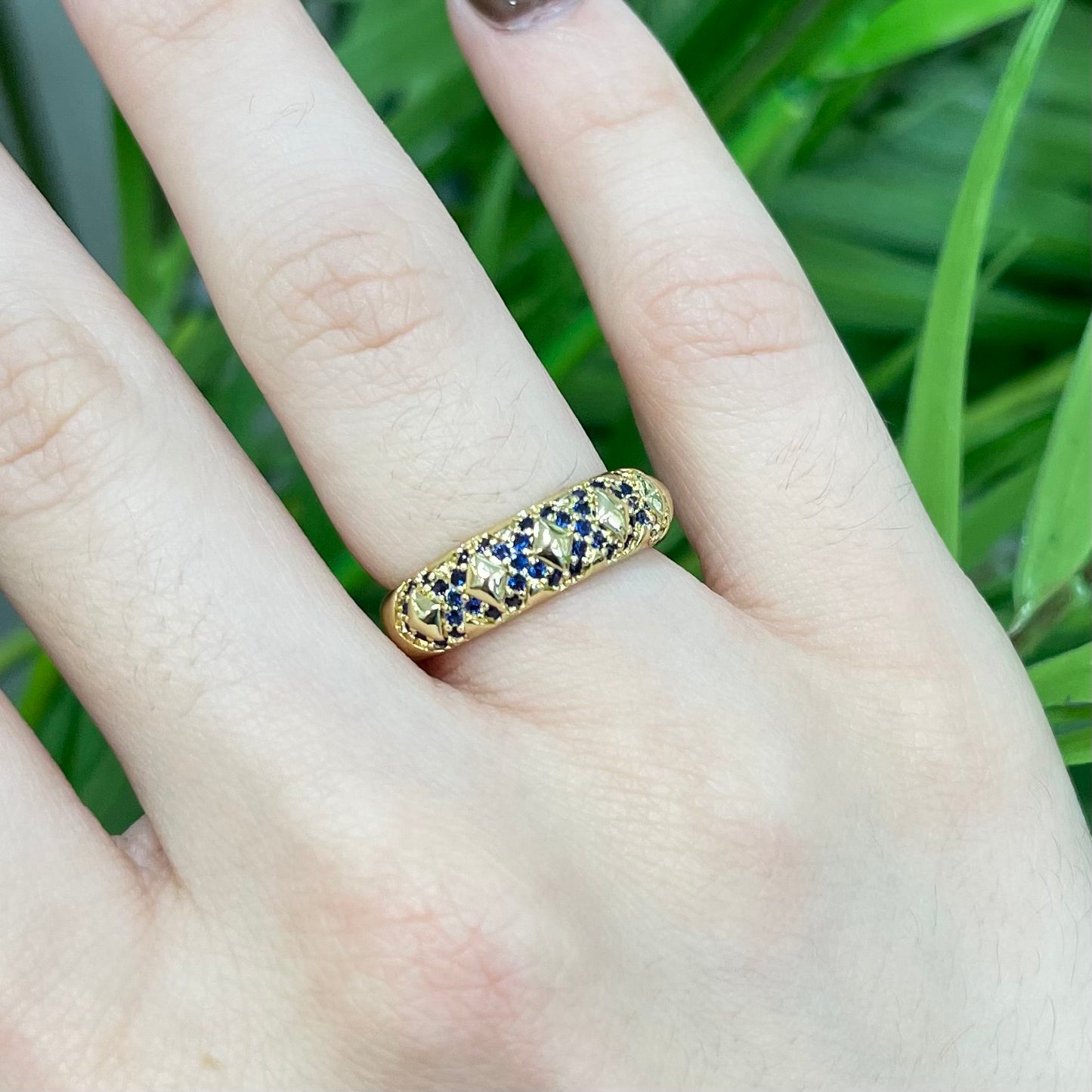 Blue Stones Gold Ring