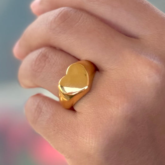 Plain Heart Small Gold Ring