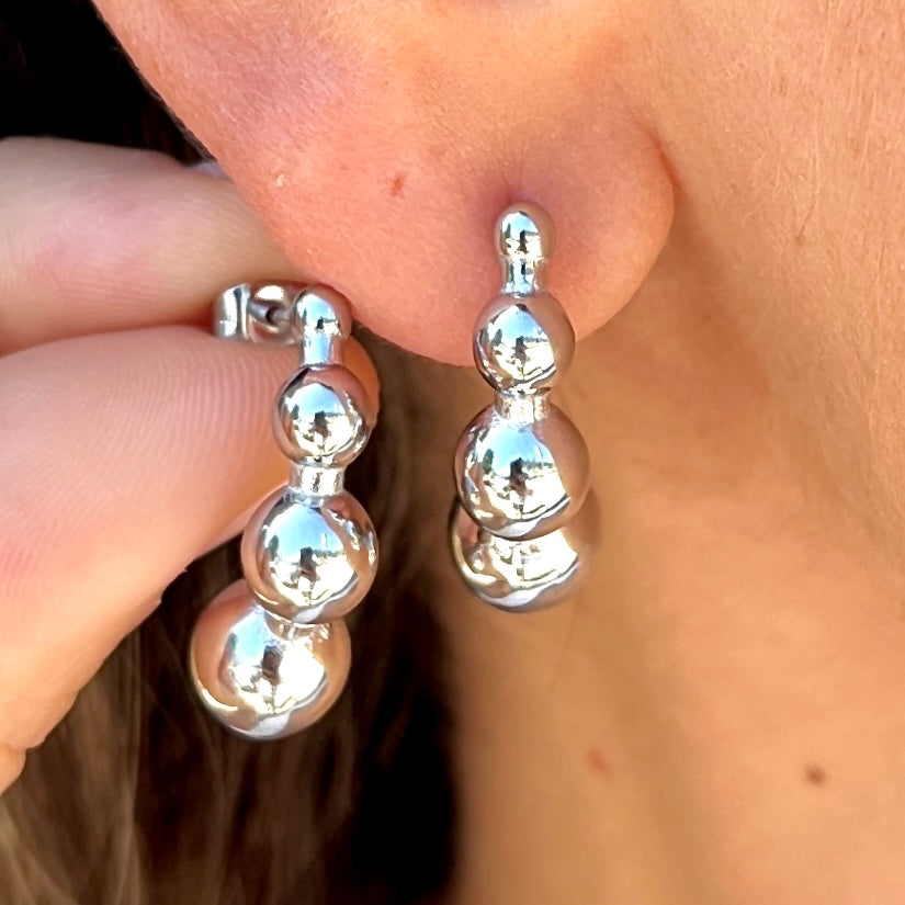 3 Balls Silver Earrings