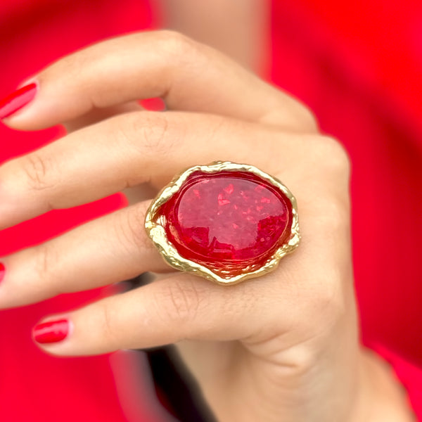 Oval Red Acrylic Ring