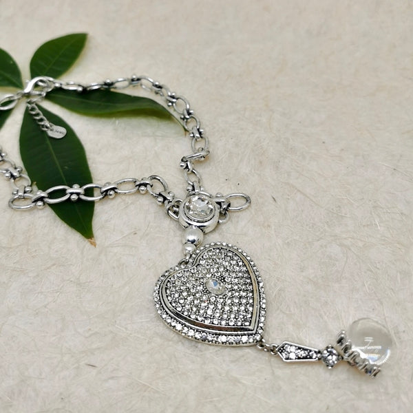 Heart Multi Quartz Silver Necklace
