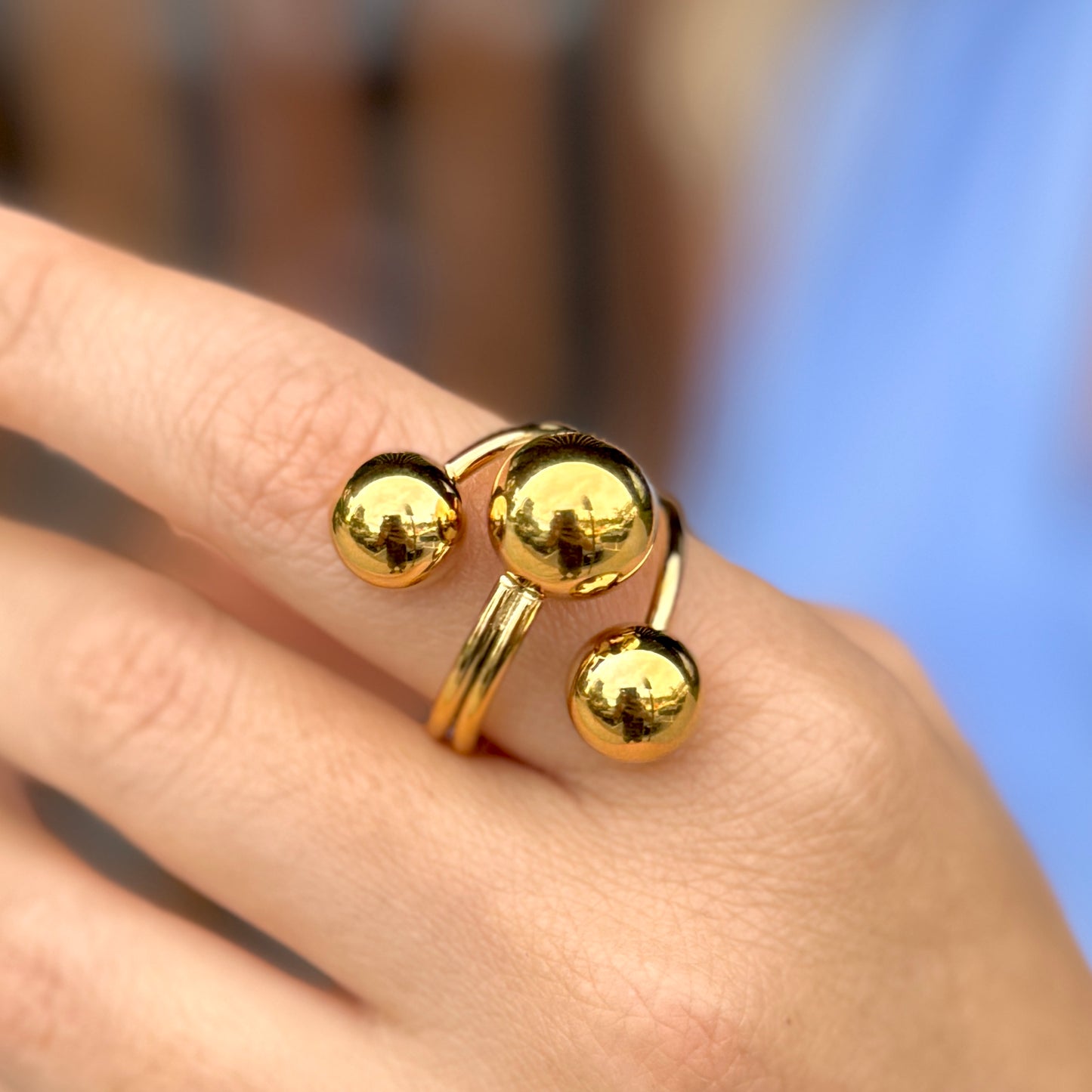 Triple Globe Gold Ring