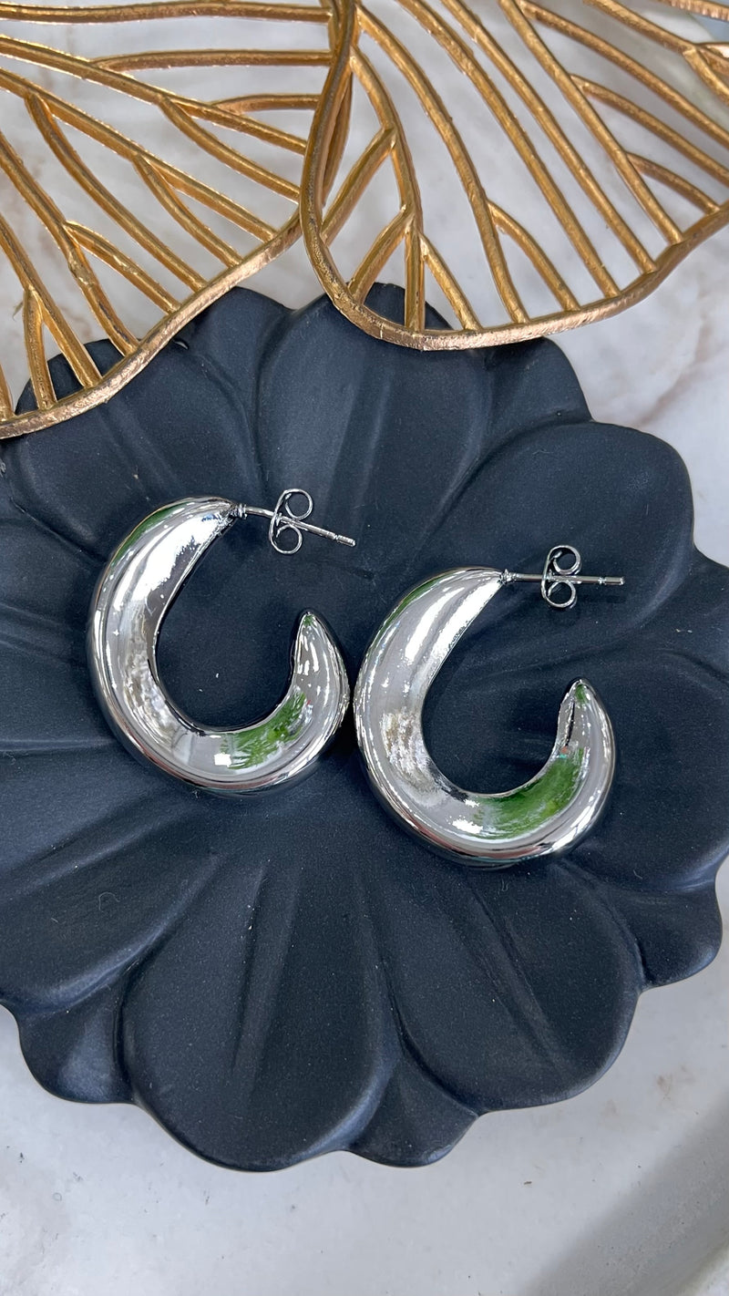 Half Moon Silver Earrings