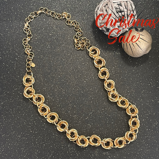 Double Hoop Chain Long Necklace Gold