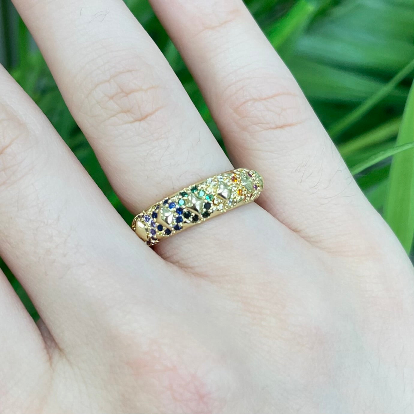 Multicolors Stones Gold Ring