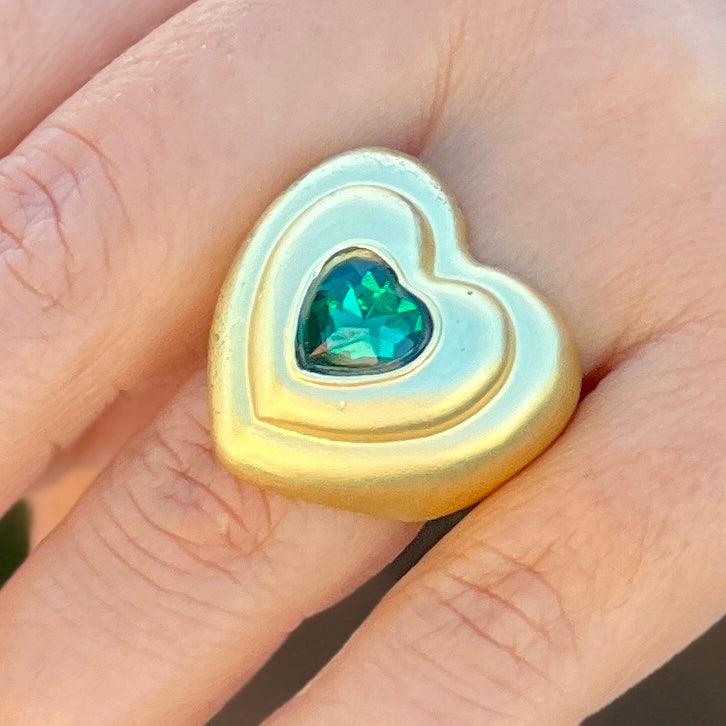 Emerald Heart Gold Ring