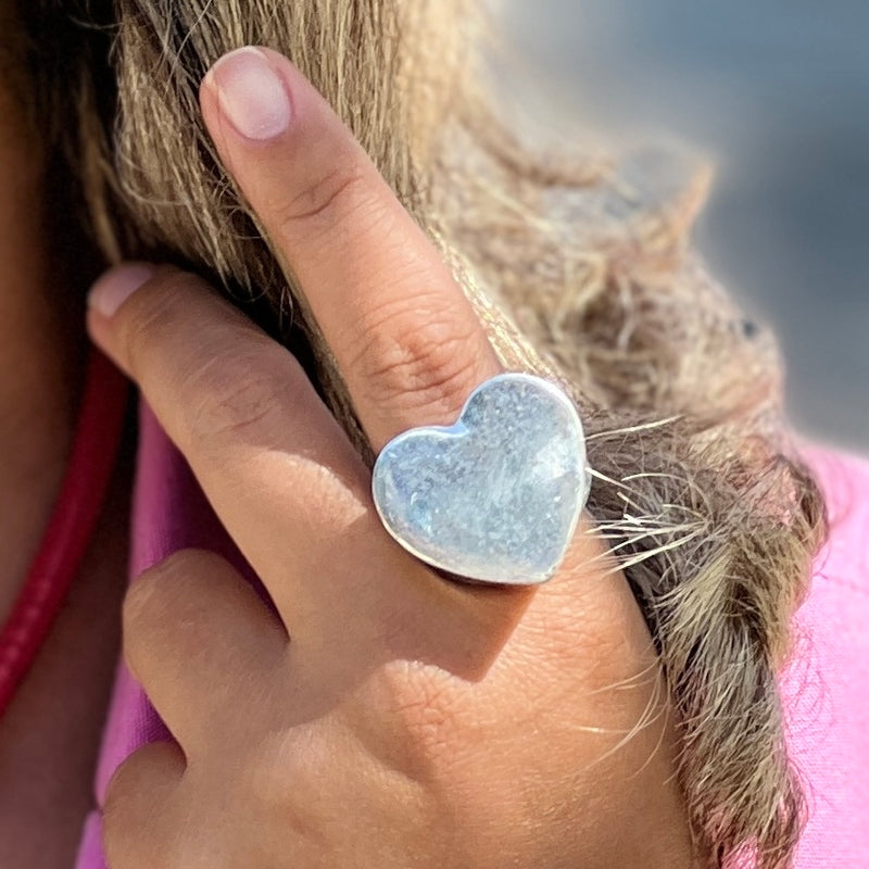 Flat Heart Silver Ring