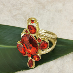 Floral Red Quartz Gold Cuff