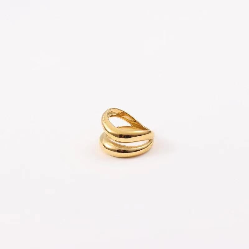 Thick Two Line Gold Ring